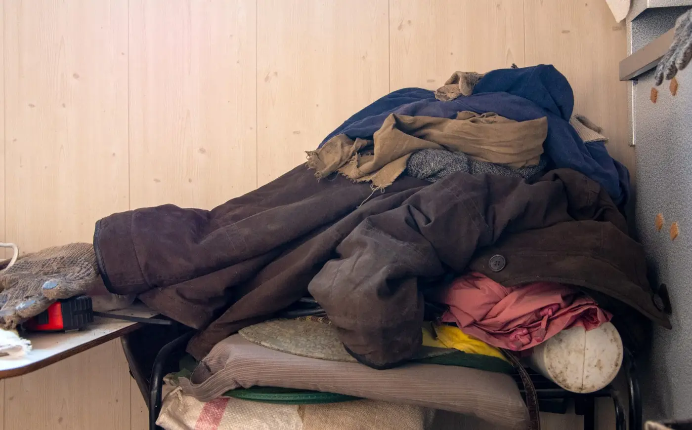 A bunch of unused old clothes ready for recycling